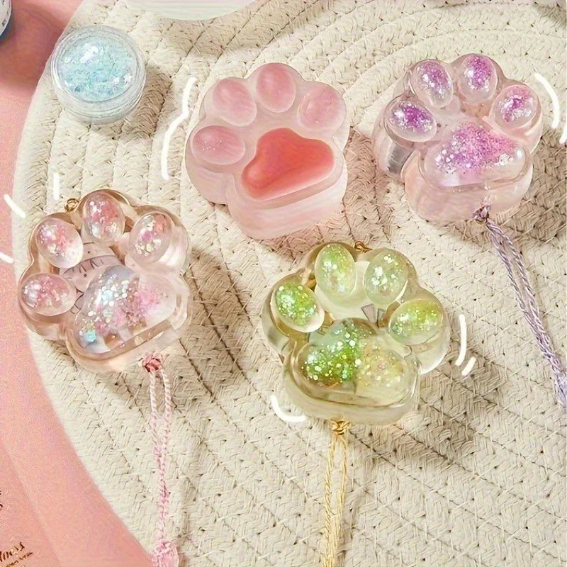 6-Pc Cat Paw Quicksand Resin Shaker Silicone Mold Set DIY Resin Silicone Mold QXL