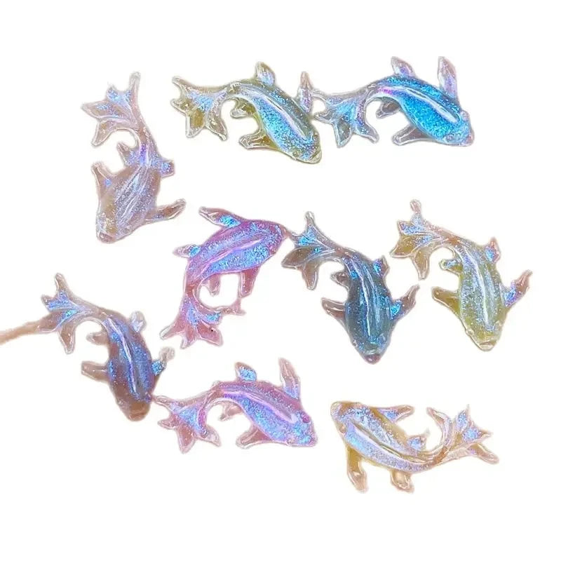 20-Pc 3D Kawaii Fish Resin Nail Charms | Cartoon Rhinestones Nail Art Charms QXL