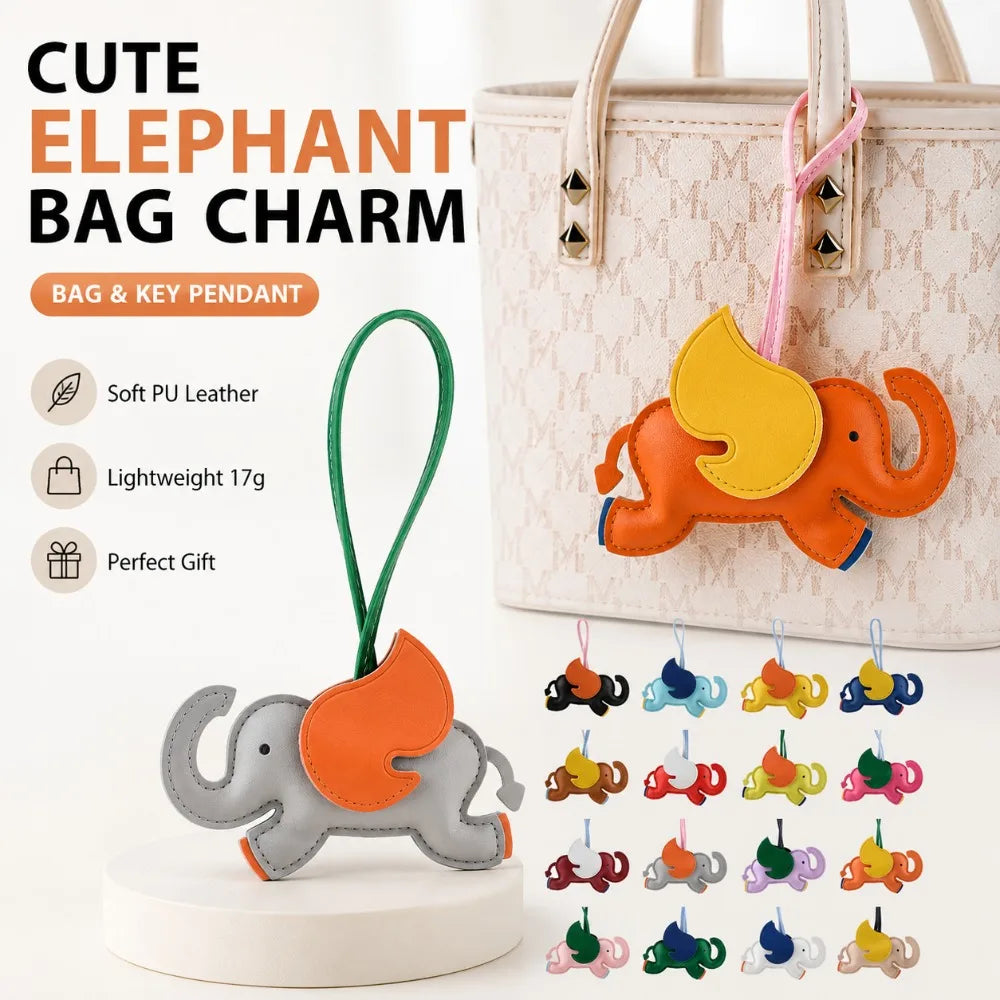 Elephant Bag Charm PU Leather Keychain Pendant | Gift for Her Bag Charm Keychain QXL