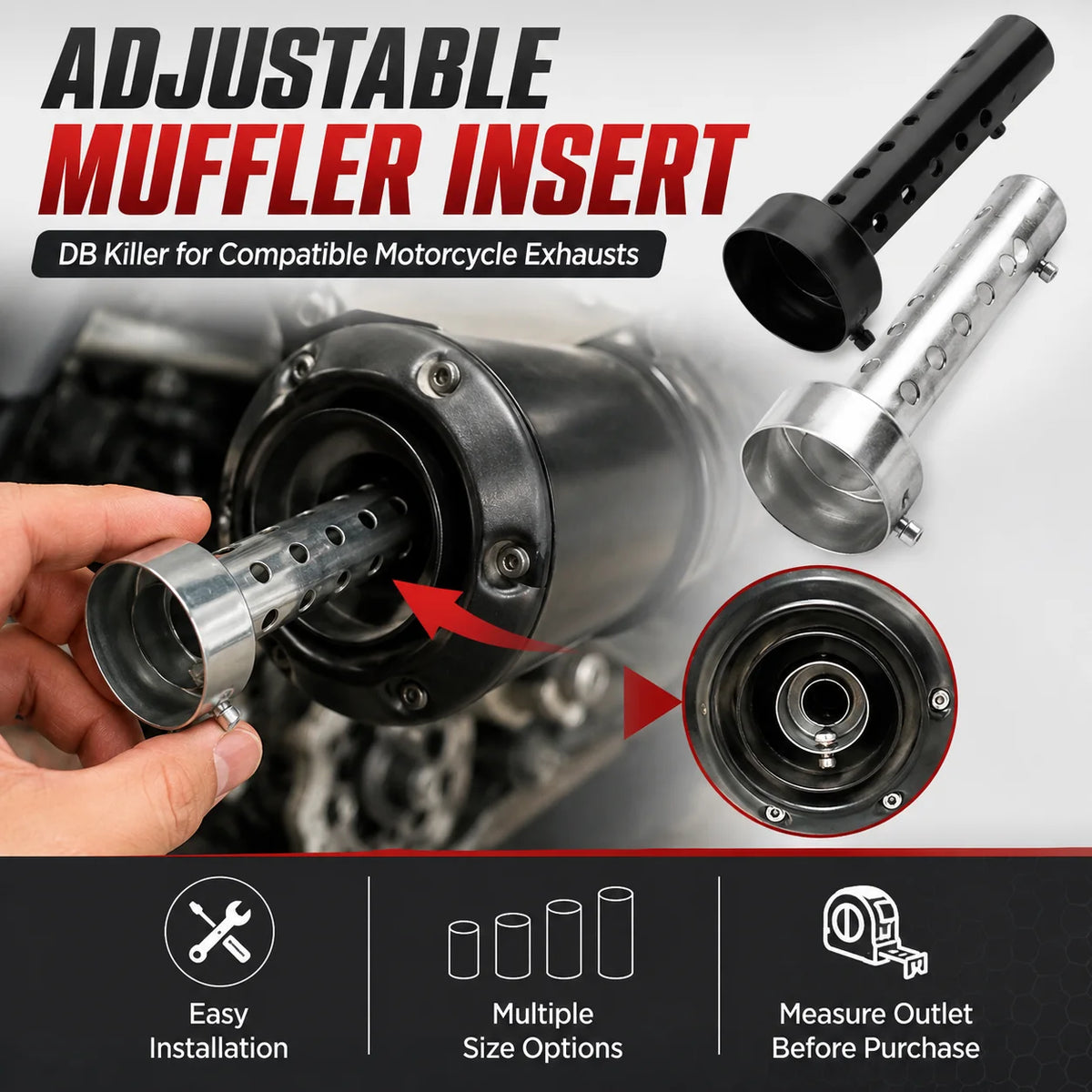 Motorcycle DB Killer Exhaust Muffler Insert Baffle 35–60mm Exhaust Muffler Insert QXL