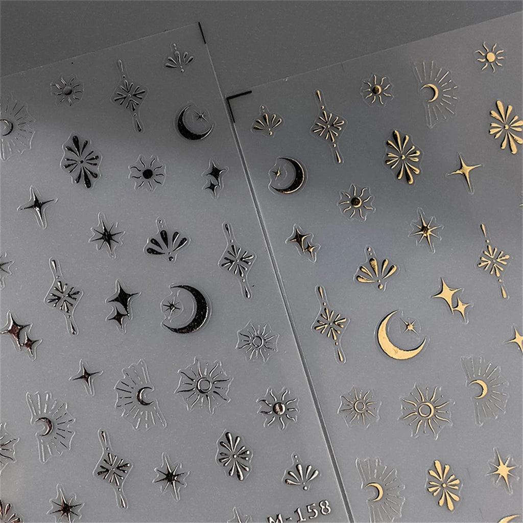 5D Star & Moon Nail Art Stickers | Laser Slider Decals Nail Art Stickers QXL