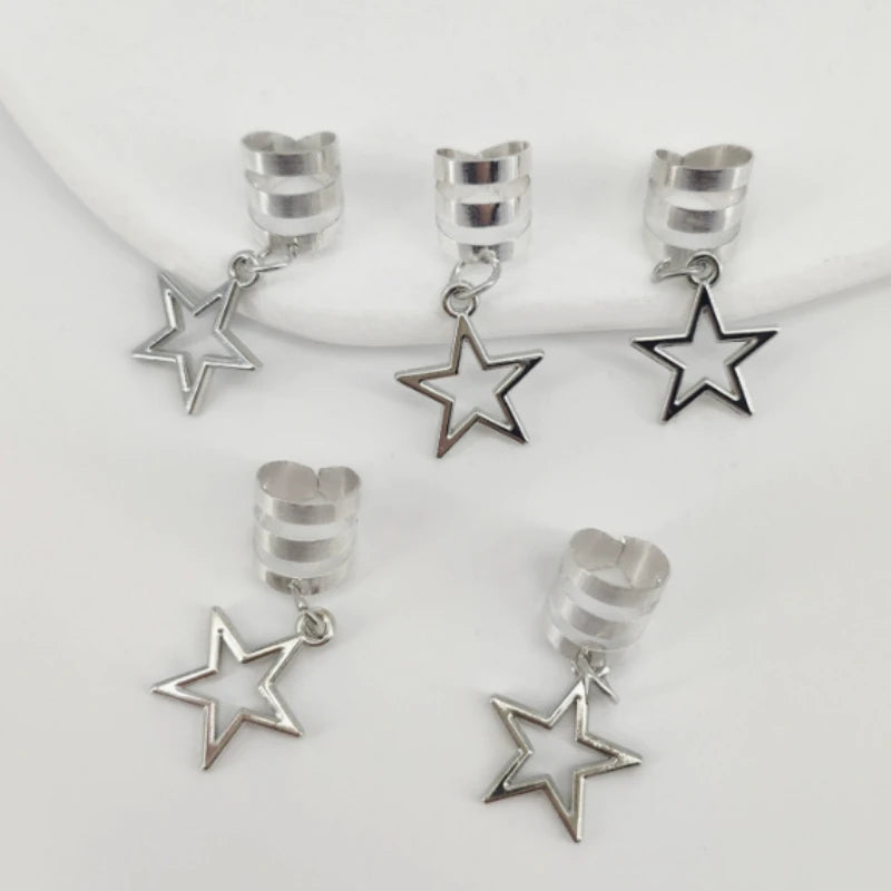 10-Pack Star Metal Hair Rings | Dreadlock Braid Cuffs Hair Braid Cuffs QXL