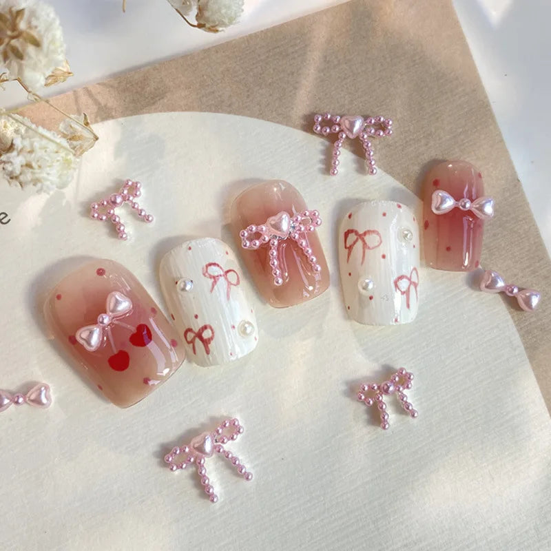 20-Pack 5D Resin Pearl Bow Nail Art Charms | Macaron Bowknot Nail Art Charms QXL