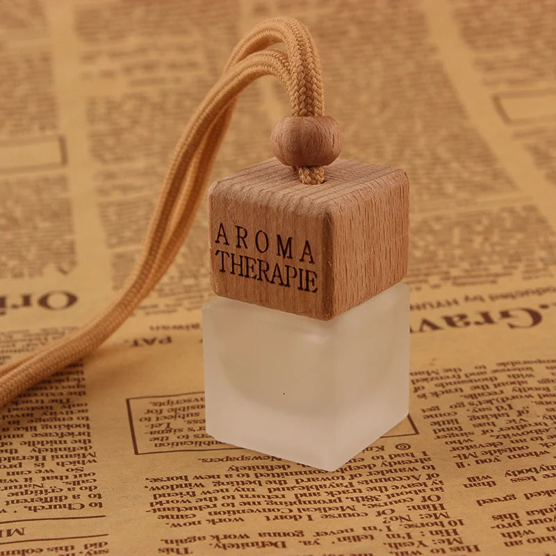 8ml Frosted Glass Perfume Bottle with Wood Lid | Car Freshener Glass Perfume Bottle QXL