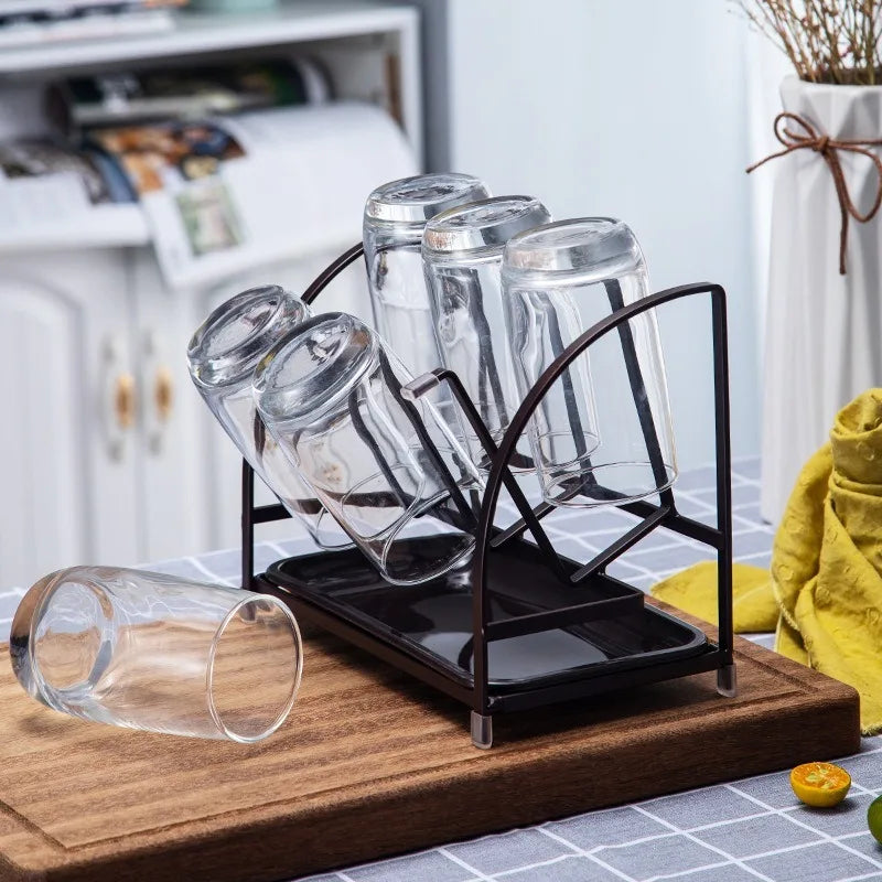 6-Cup Stainless Steel Drying Rack | Inverted Glass Holder Cup Drying Rack QXL