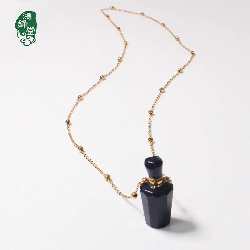 Crystal Perfume Bottle Necklace | 18K Gold Plated Pendant Crystal Pendant Necklace QXL