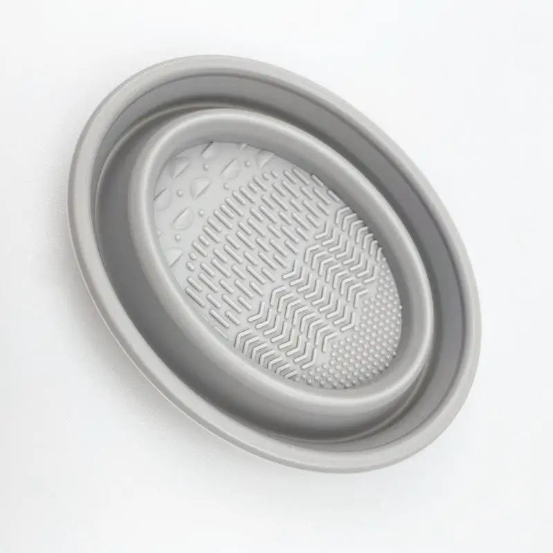 Foldable Silicone Makeup Brush Cleaning Bowl & Scrubber Mat Brush Cleaning Bowl QXL Gray