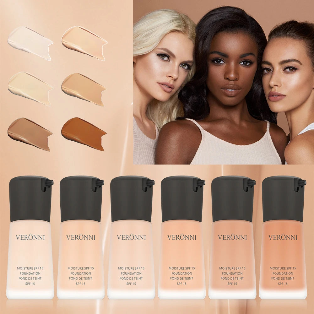 6-Shade Long-Wearing Liquid Foundation | Portable Face Base Liquid Foundation QXL