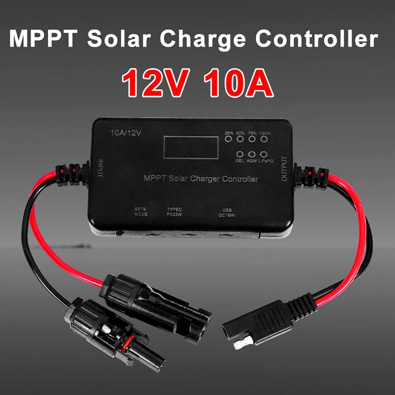 MPPT Solar Charge Controller 10A 12V – USB & Type-C Output Solar Charge Controller QXL