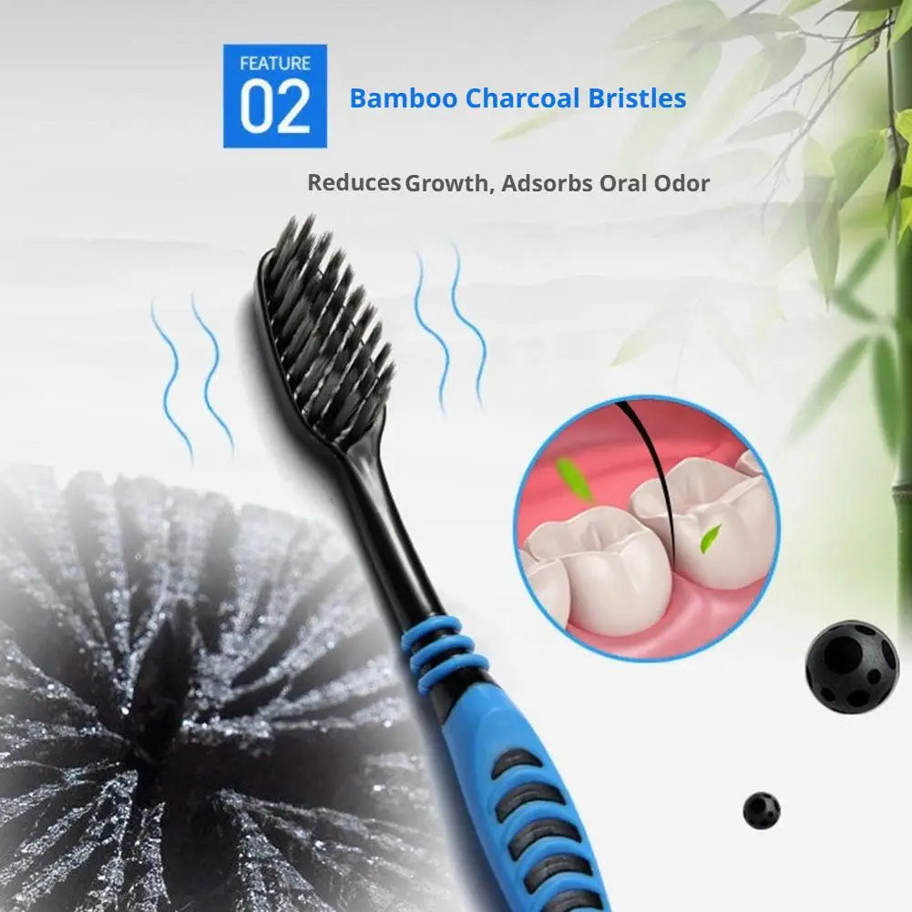 10-Pack Bamboo Charcoal Toothbrush Set | Ultra-Soft Bristles Toothbrush Set QXL