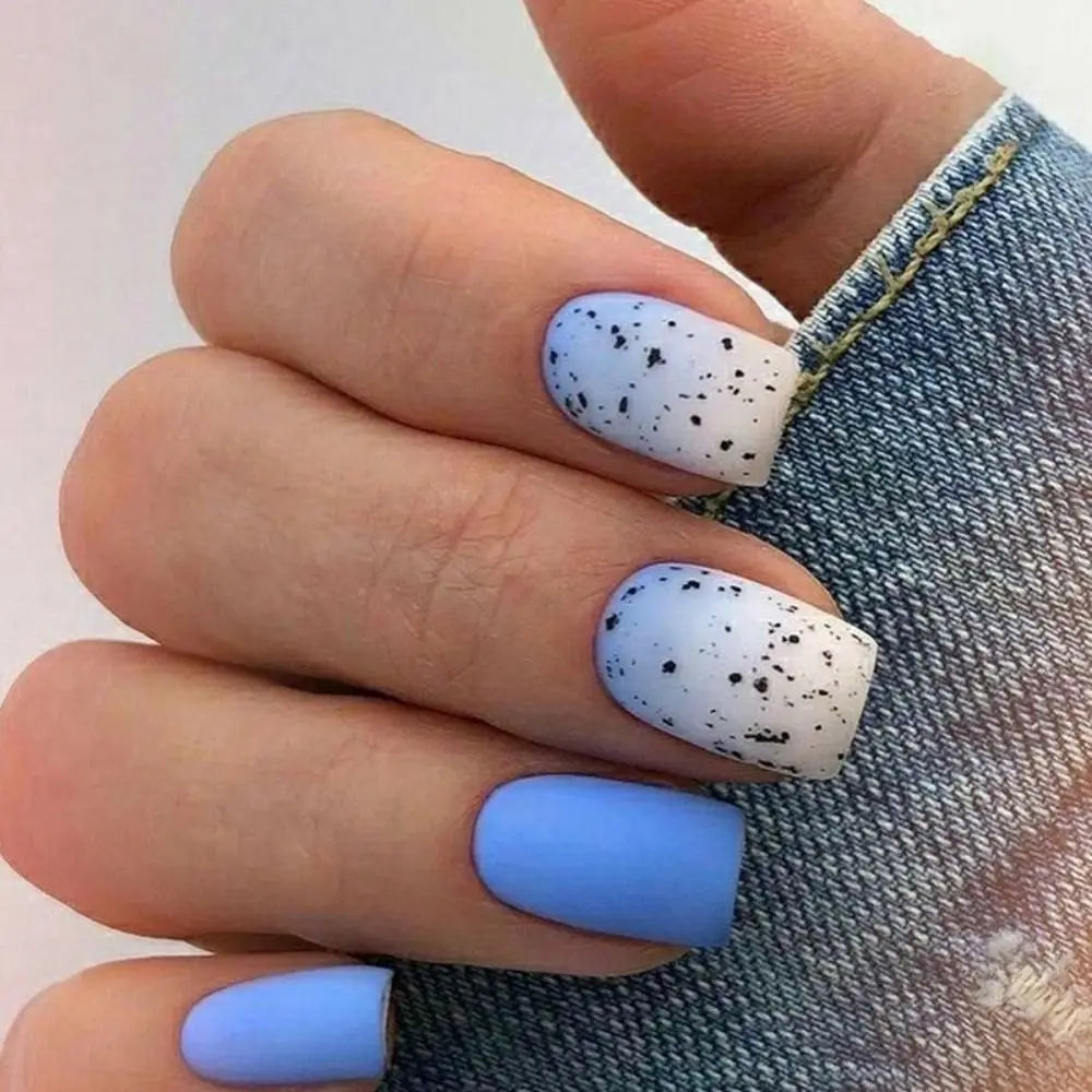 Long Square Press-On Nails | Flower Rainbow Starburst 24pc Press-On Nail Tips QXL W1208