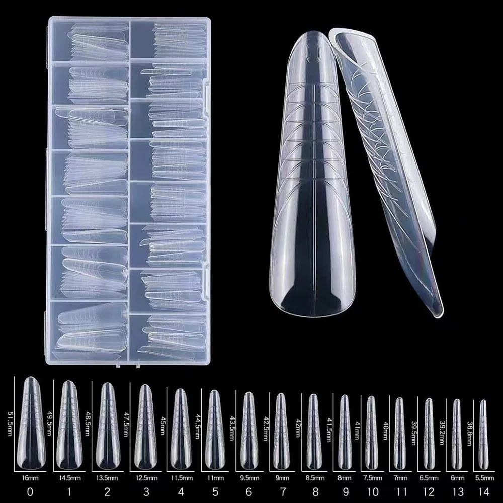 150-Pc Reusable Sandwich Nail Forms | 15 Sizes French Tips Nail Extension Forms QXL 117-