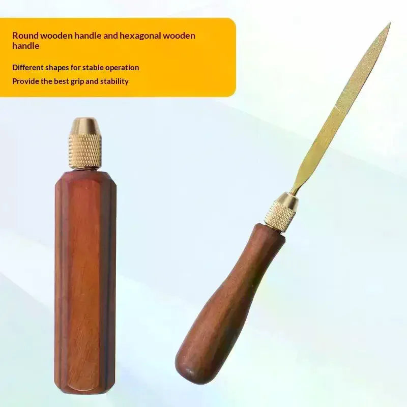 Wood File Handle Brass Collet Chuck | DIY Polishing Tool Set File Handle Tool QXL