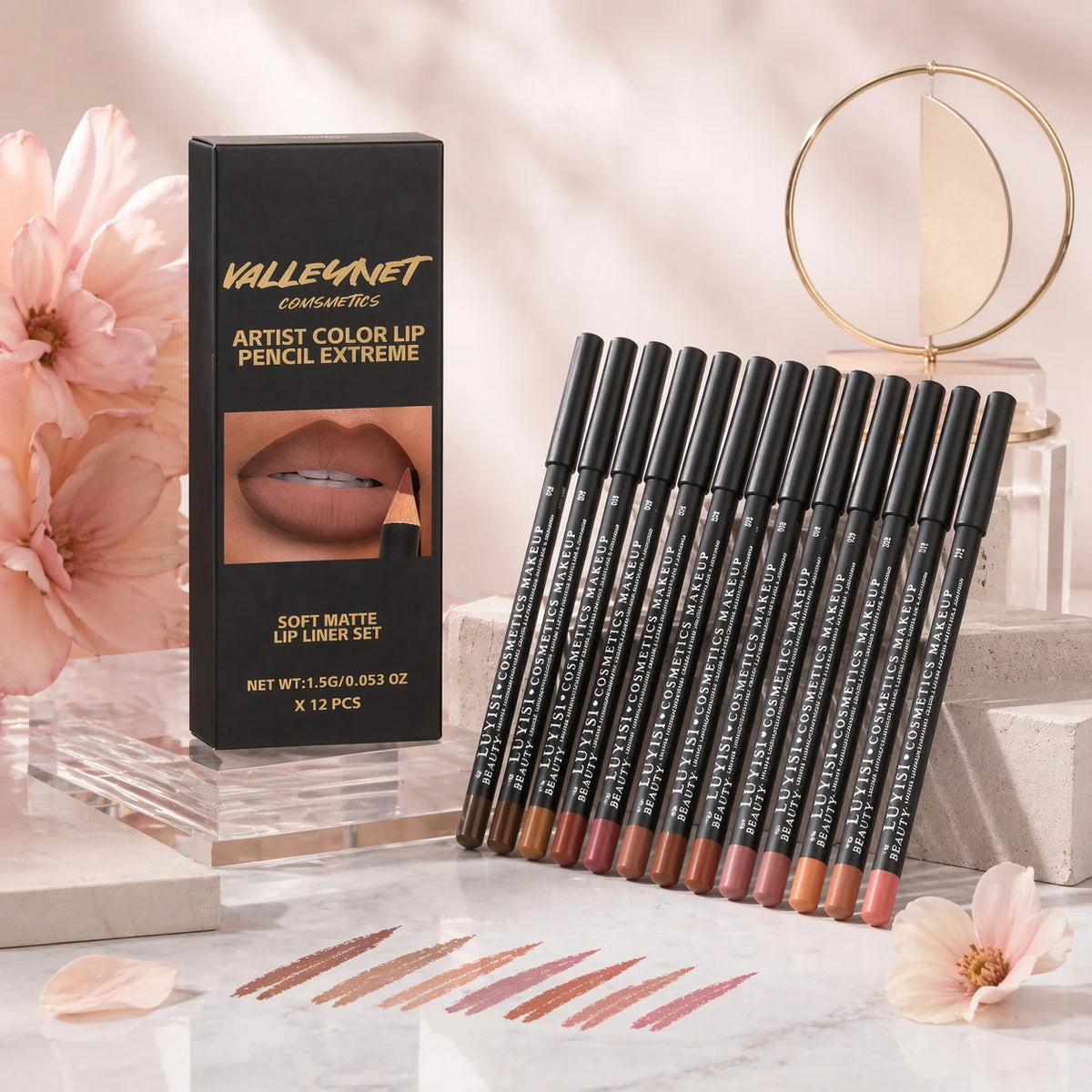 12-Piece Matte Lip Liner Set | Waterproof, Nude to Red Matte Lip Liner Set QXL