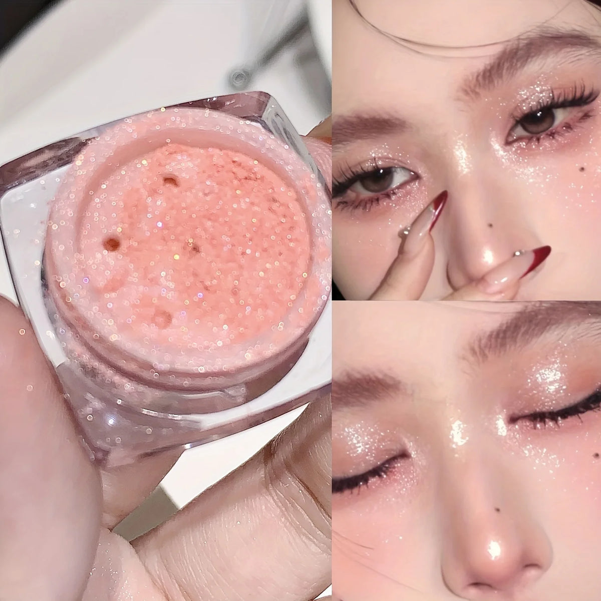 Glitter Face Highlighter Powder – Shimmer Sequins Makeup Face Highlighter Powder QXL