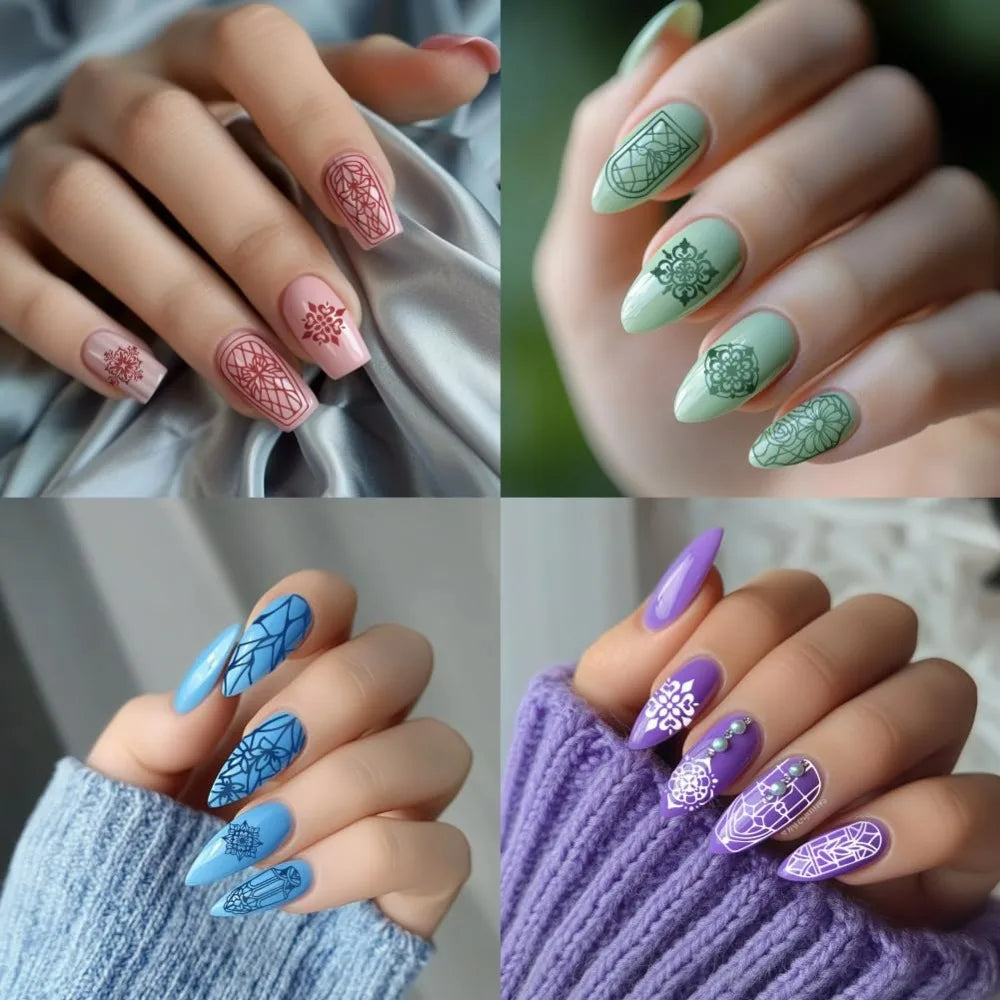3-Piece Glass Window Nail Stamping Plates | 79 Patterns Nail Stamping Plates QXL