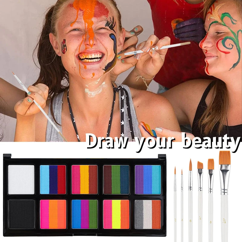 VERONNI 26-Color UV Face & Body Paint Set with Brushes Face & Body Paint QXL 2pcs B