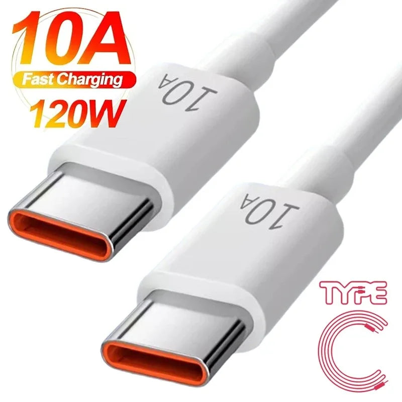 10A 120W USB-C to USB-C Fast Charging Cable | 5 Lengths USB-C Charging Cable QXL White 1m