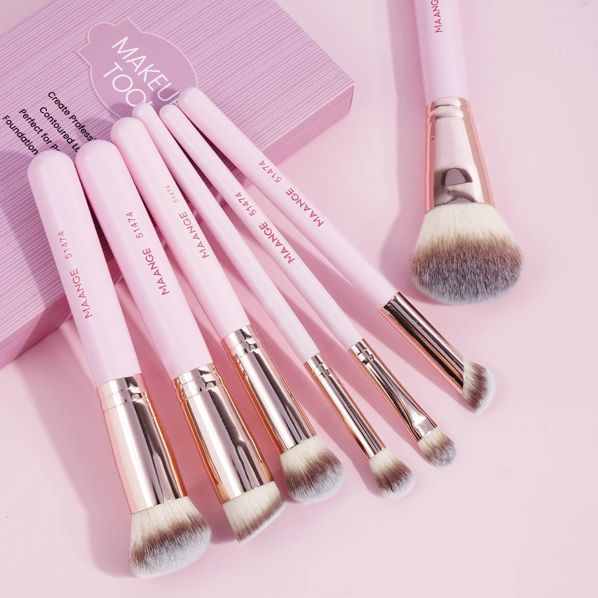 MAANGE 7-Piece Makeup Brush Set | Foundation, Blush & Eyeshadow Makeup Brush Set QXL