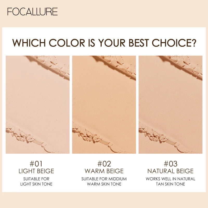 FOCALLURE Matte Pressed Powder | 24H Oil-Control Setting Powder Pressed Setting Powder QXL
