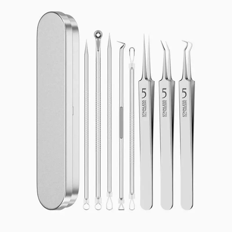 BIOAOUA 7/8-Pc Blackhead Extraction Tool Kit – Stainless Steel Blackhead Extraction Kit QXL