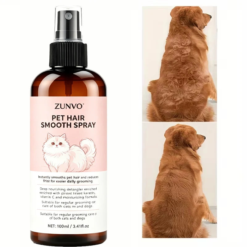 Pet Hair Smooth Spray – Anti-Frizz Grooming for Dogs & Cats Pet Grooming Spray QXL