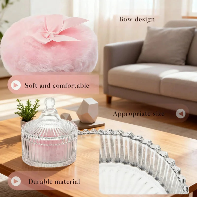 Large Body Powder Puff & Container Set | 3-Pack Velour Powder Puff Set QXL