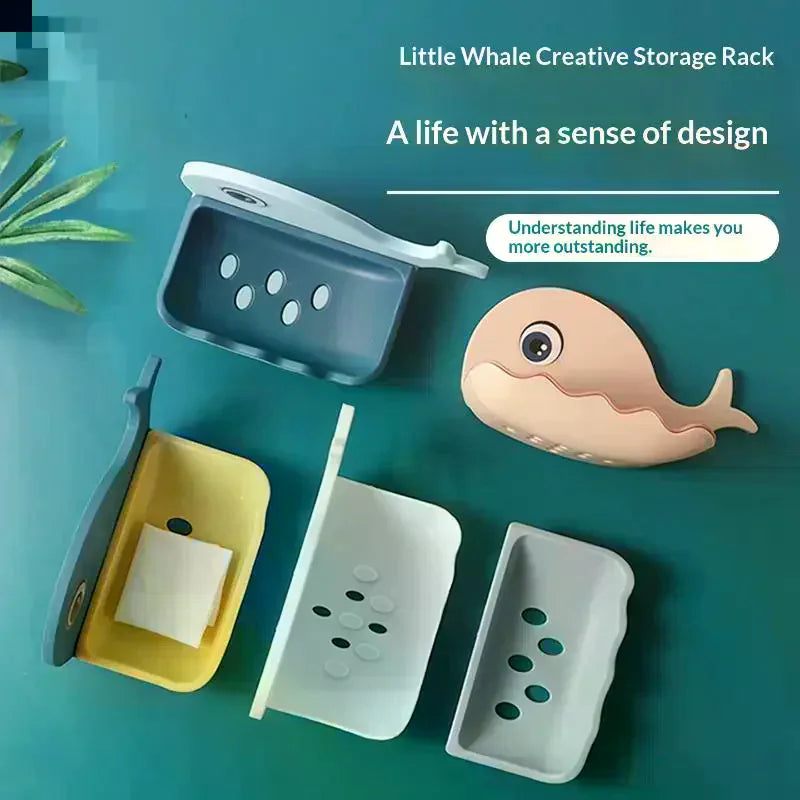 Whale-Shaped No-Drill Soap Dish | Double-Layer Drainage Soap Dish QXL