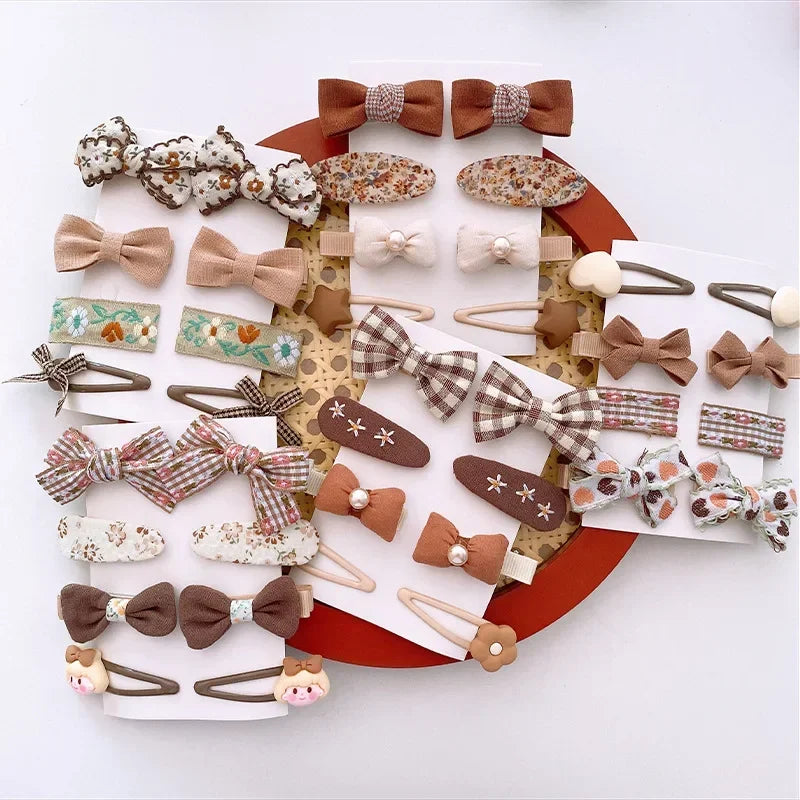 8-Pack Fabric Bow BB Hair Clips for Girls | Korean Barrettes Kids Hair Clips QXL