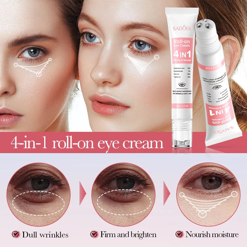 SADOER 4-in-1 Retinol Eye Cream | Hyaluronic Acid & Vitamin C Eye Cream Serum QXL