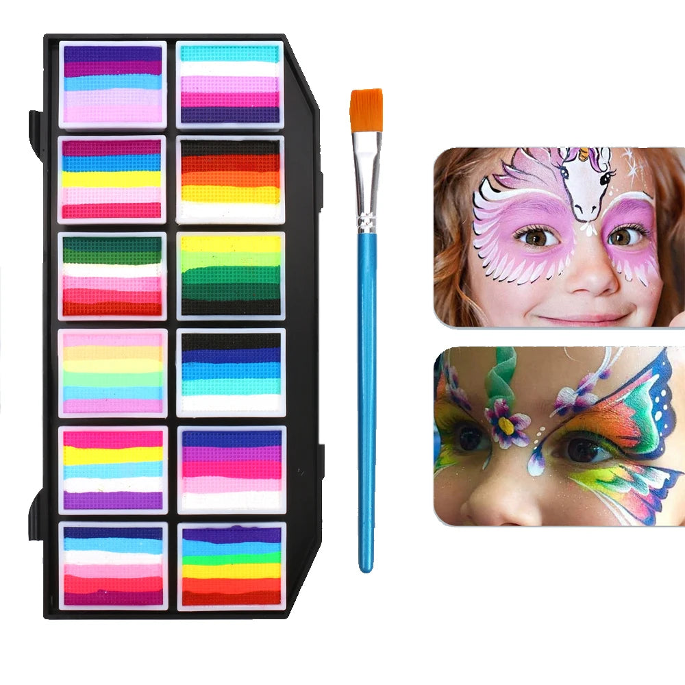 VERONNI 12-Colour Water-Soluble Face & Body Paint Palette Face & Body Paint QXL A