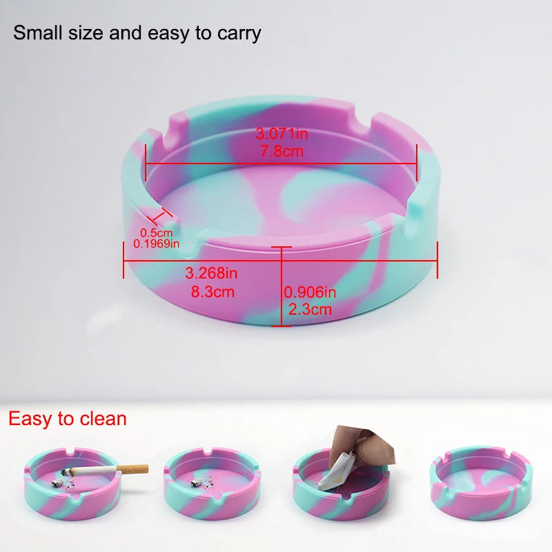Portable Camouflage Silicone Ashtray | Anti-Slip Round Silicone Ashtray QXL
