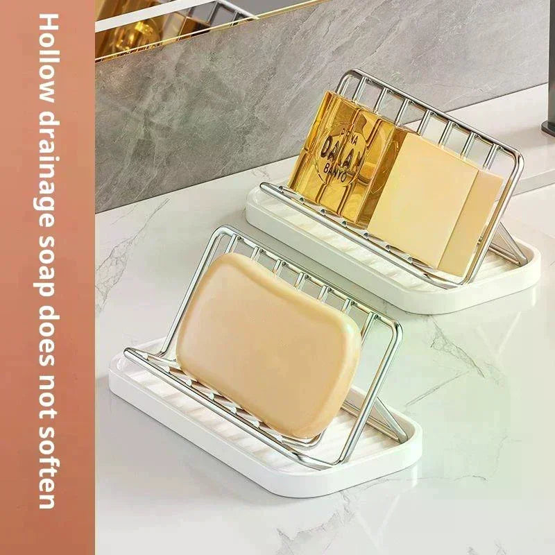 Stainless Steel Soap Dish & Sponge Draining Holder Rack Soap Dish Draining Rack QXL