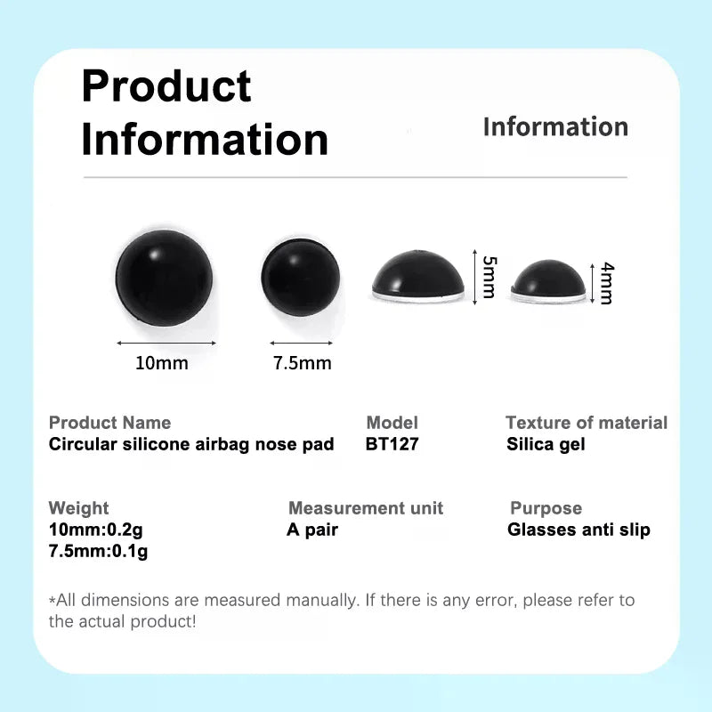 Silicone Anti-Slip Glasses Nose Pads – 5 Pairs, Self-Adhesive Eyewear Nose Pads QXL