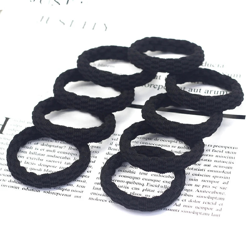 50-Pack Jacquard Elastic Hair Ties & Rope Set for Women Elastic Hair Ties QXL Black Grid 50pcs