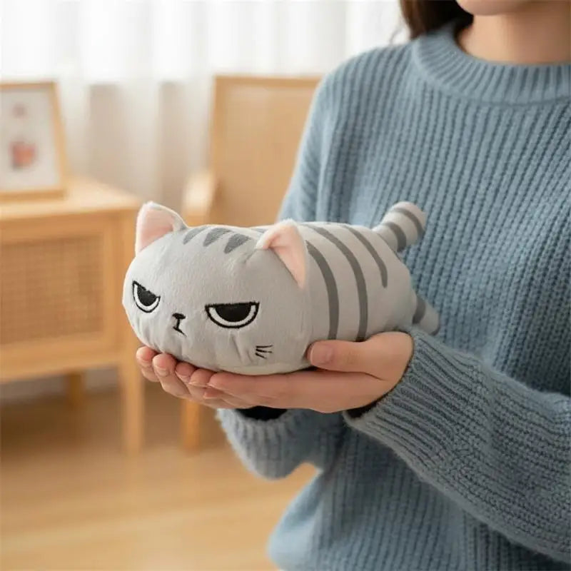 Kawaii Cat Plush Pencil Case – Large Gray Pouch for School Plush Pencil Case QXL