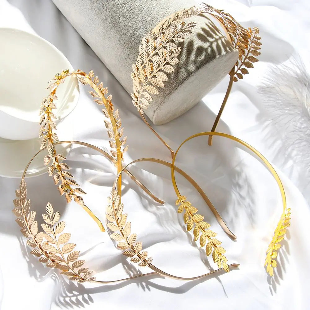 Golden Leaf Bridal Hair Crown & Headband | Wedding Hair Jewelry Bridal Hair Crown QXL