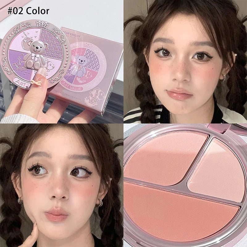 ART VALUE Matte Blush Palette – 3-Color Cheek Tint & Contour Blush Palette QXL