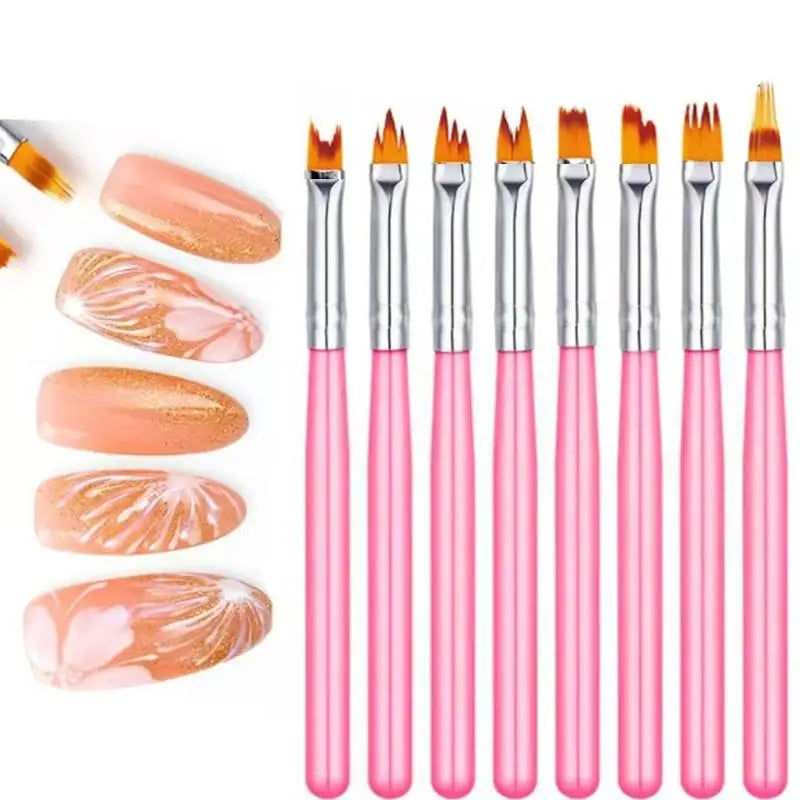 8-Piece Nail Art Brush Set | Gradient, Petal & Smudge Pens Nail Art Brush Set QXL