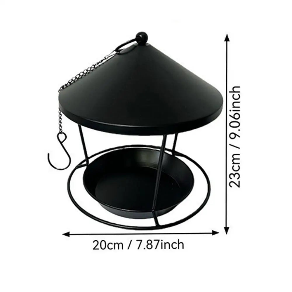 Outdoor Hanging Metal Bird Feeder | Weatherproof Garden Tray Hanging Bird Feeder QXL Black
