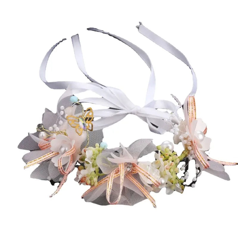 Girls' Floral Crown | Butterfly & Pearl Hair Clip Headwear Floral Hair Crown QXL