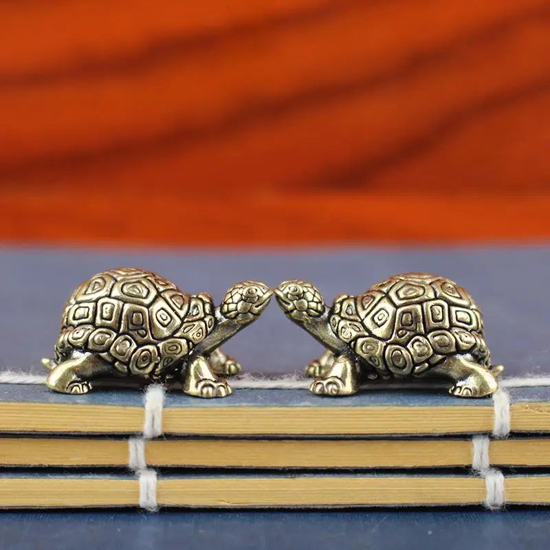 Copper Turtle Figurine | Feng Shui Tortoise Tea Pet Decor Decorative Figurine QXL