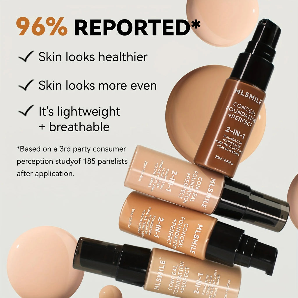2-in-1 Liquid Foundation & Concealer | Full Coverage Waterproof Liquid Foundation QXL