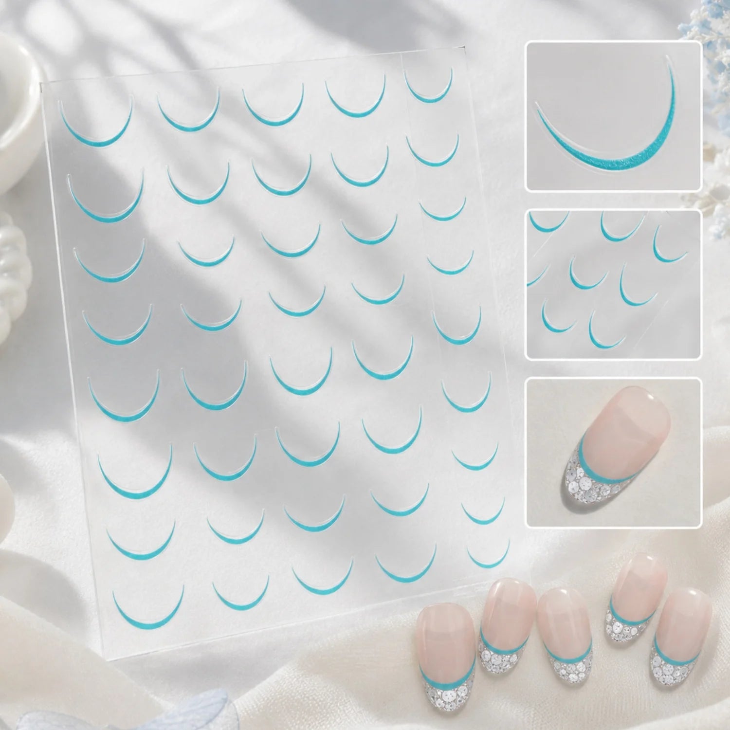 5D French Arc Nail Stickers | Crescent Moon Self-Adhesive Decals Nail Art Stickers QXL