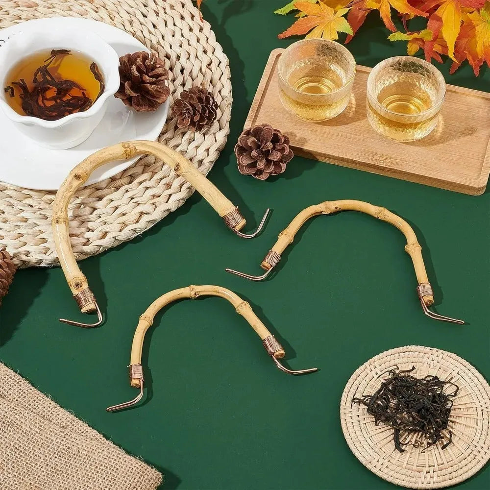 Bamboo U-Shape Teapot Handle Replacement – 3 Sizes with Brass Teapot Handle Set QXL