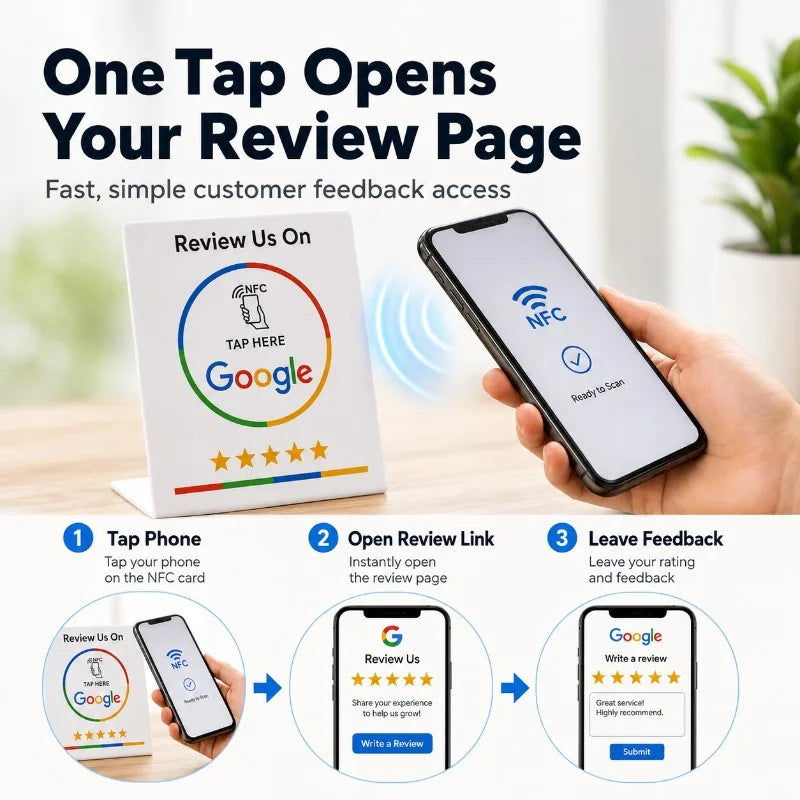 NFC Google Review Table Sign | Programmable Counter Display NFC Display Sign QXL
