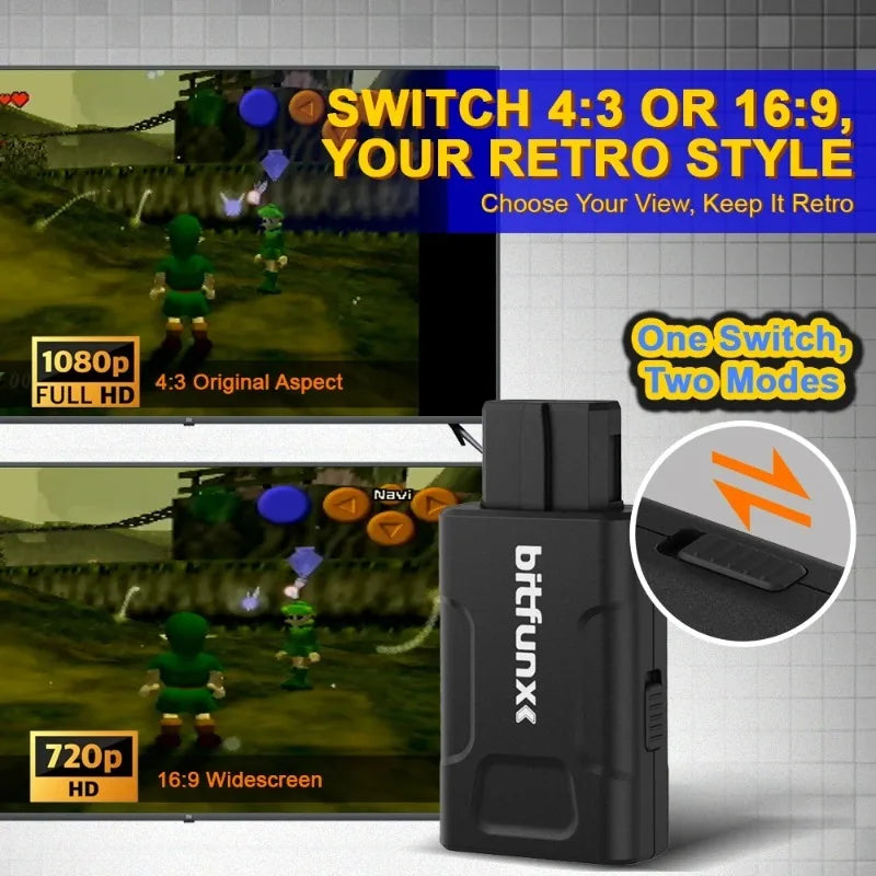 HDMI Adapter for N64/SNES/SFC/NGC – 720p/1080p HD Converter Game Console Adapter QXL