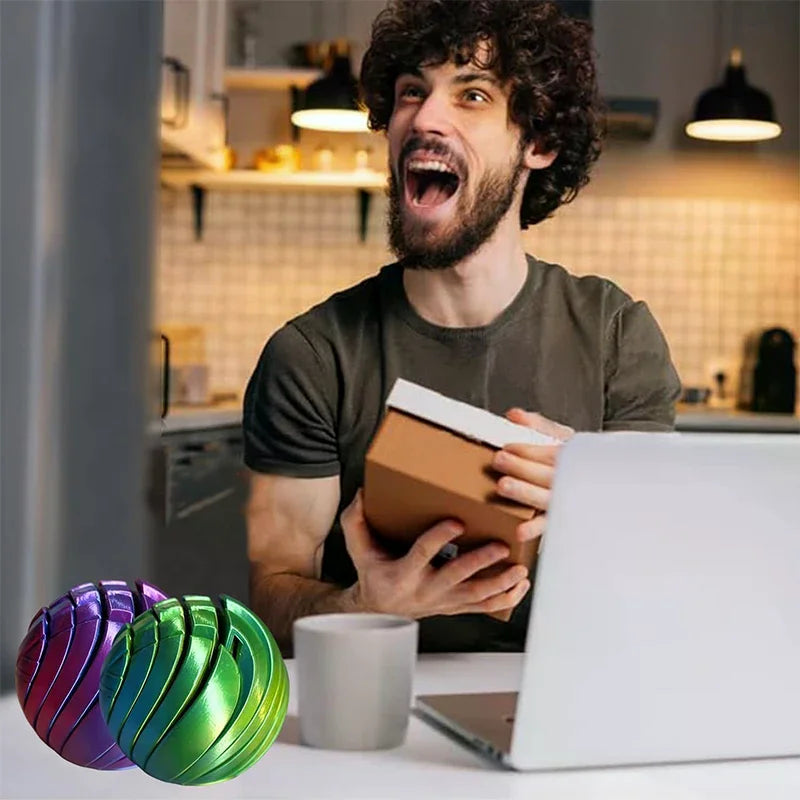 3D Printed Twistsphere Fidget Ball | Rotating Gear Flow Toy Fidget Toy QXL
