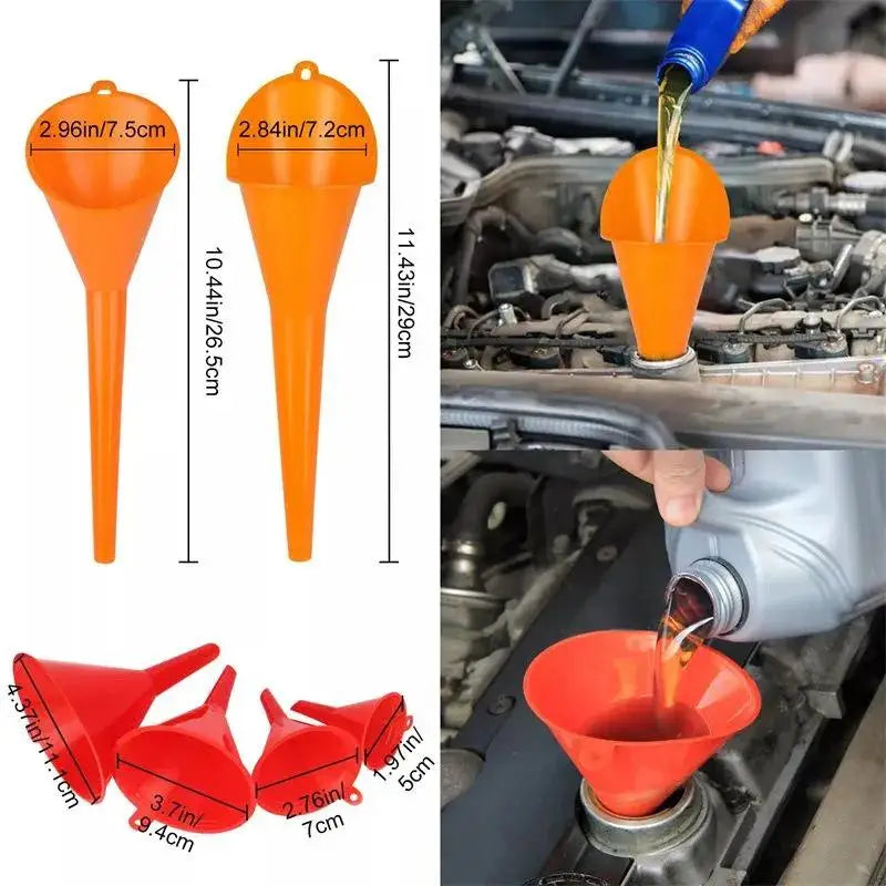 Flexible Right Angle Oil Filling Funnel Set | Wide Mouth Automotive Oil Funnel QXL