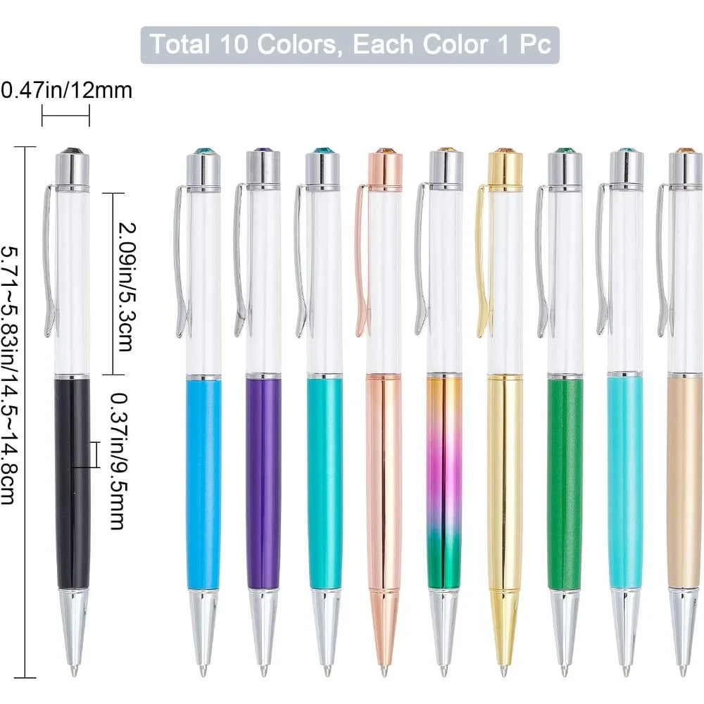 10-Pack Glitter Liquid Sand Ballpoint Pens | 10 Colors DIY Novelty Ballpoint Pen Set QXL